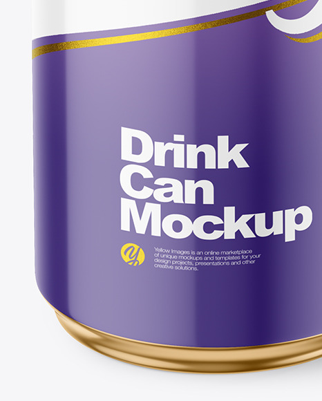 500ml Glossy Drink Can w/ Foil Lid Mockup