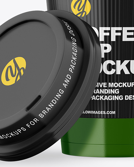 Glossy Opened Coffee Cup with Holder Mockup