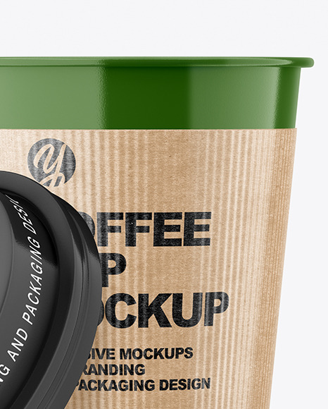 Glossy Opened Coffee Cup with Holder Mockup