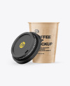 Kraft Opened Coffee Cup with Holder Mockup