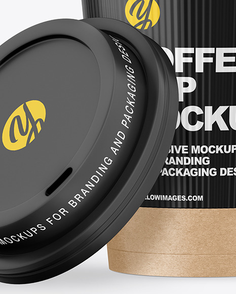 Kraft Opened Coffee Cup with Holder Mockup