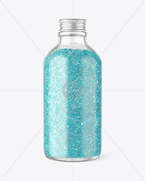 Glass Bottle with Bath Salt Mockup