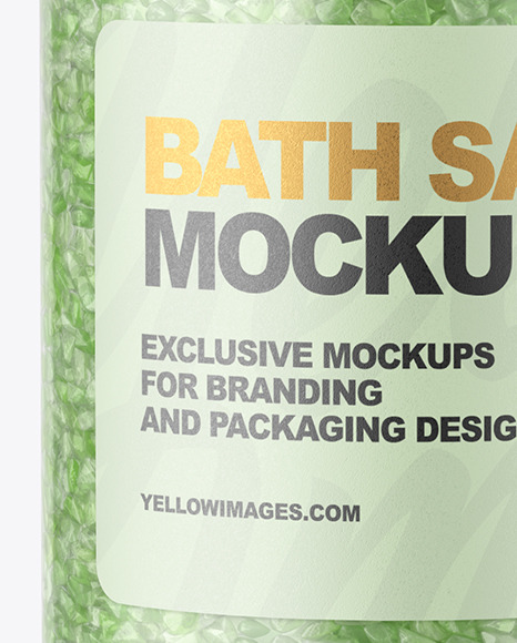 Glass Bottle with Bath Salt Mockup