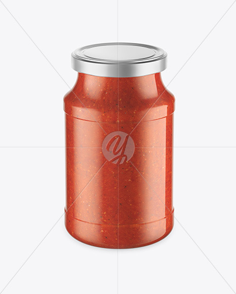 Glass Jar With Tomato Sauce Mockup