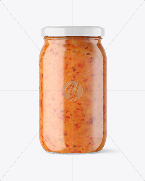 Clear Glass Jar with Sweet Chili Thai Sauce Mockup