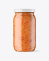 Clear Glass Jar with Sweet Chili Thai Sauce Mockup