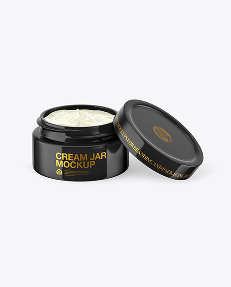 Opened Glossy Cream Jar Mockup