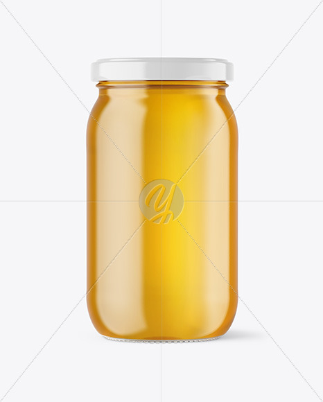 Clear Glass Jar with Honey Mockup