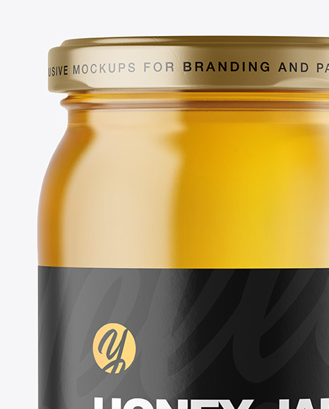 Clear Glass Jar with Honey Mockup