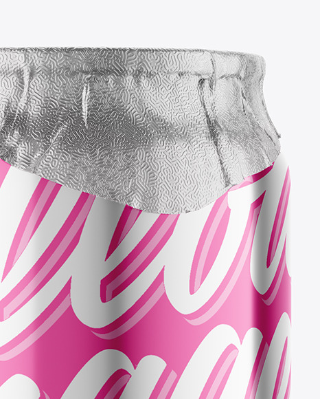 330ml Glossy Metallic Drink Can w/ Foil Lid Mockup