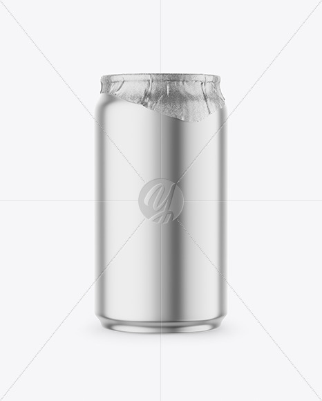 330ml Matte Metallic Drink Can w/ Foil Lid Mockup