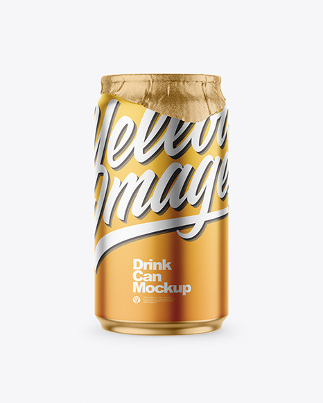 330ml Matte Metallic Drink Can w Foil Lid Mockup - Energy drink can mockup