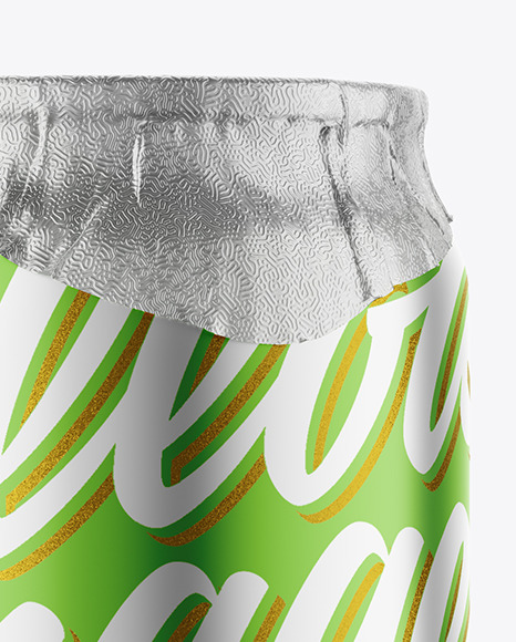 330ml Matte Metallic Drink Can w/ Foil Lid Mockup