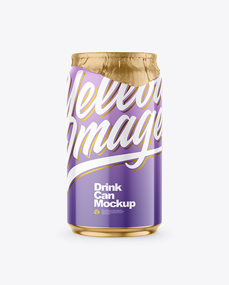 330ml Glossy Drink Can w Foil Lid Mockup - Energy drink can mockup