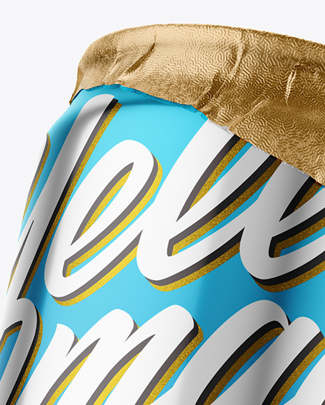 330ml Glossy Metallic Drink Can w/ Foil Lid Mockup