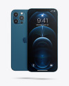 Two Apple iPhones 12 Pro Max Pacific Blue Mockup