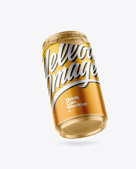 330ml Matte Metallic Drink Can w Foil Lid Mockup - Energy drink can mockup