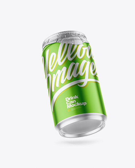 330ml Matte Metallic Drink Can w/ Foil Lid Mockup