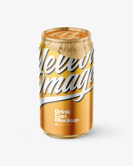 330ml Matte Metallic Drink Can w Foil Lid Mockup - Energy drink can mockup