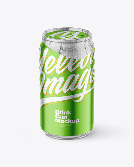 330ml Matte Metallic Drink Can w/ Foil Lid Mockup