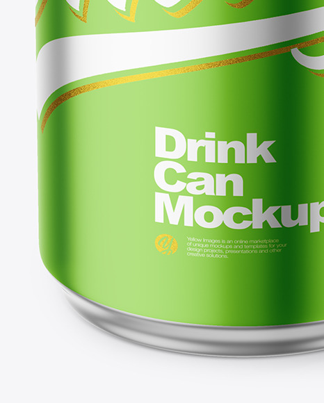 330ml Matte Metallic Drink Can w/ Foil Lid Mockup