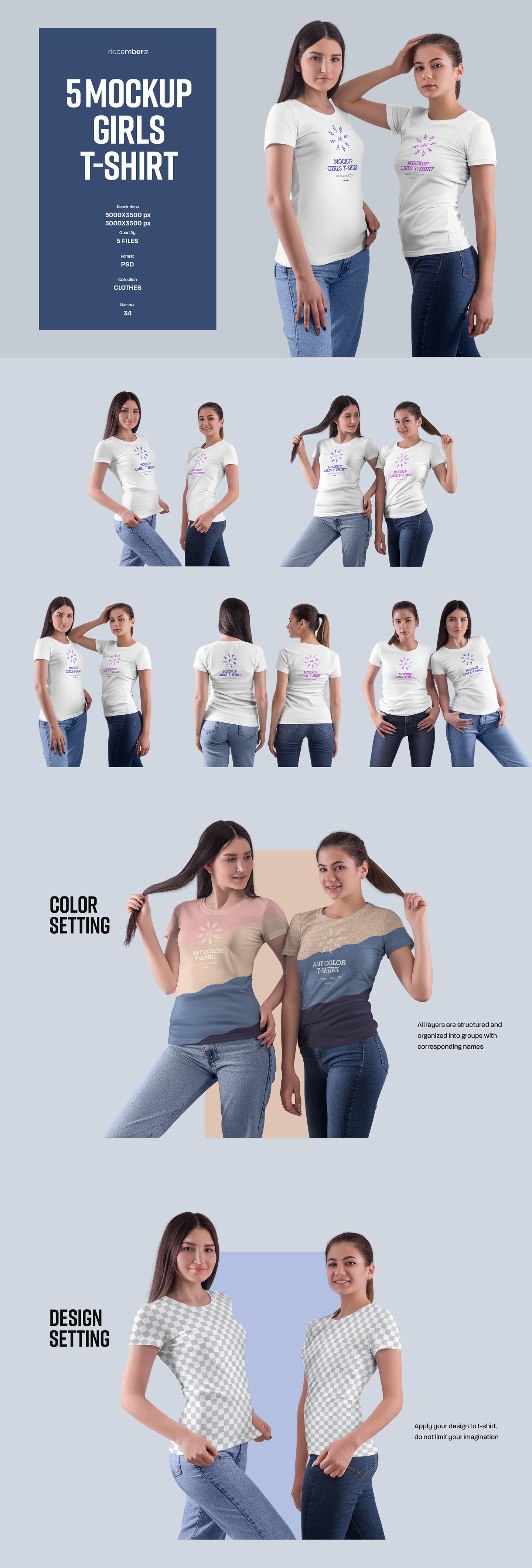 5 Mockups Girls T-Shirt 5 Mockups Girls T-Shirt