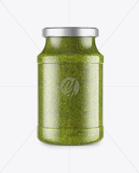 Glass Jar With Pesto Sauce Mockup