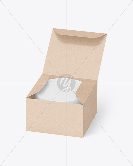 Kraft Paper Box with Cosmetic Jar Mockup