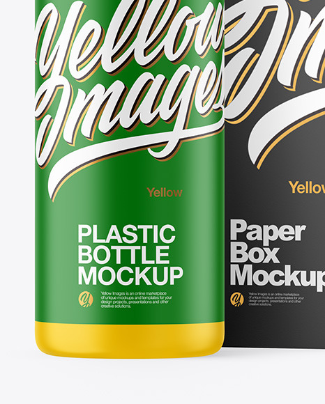 Matte Plastic Bottle with Box Mockup