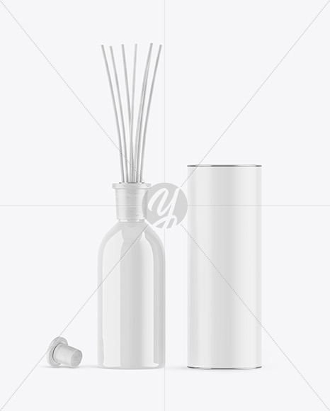 Glossy Diffuser Bottle with Tube Mockup