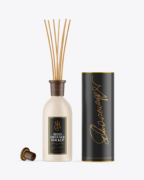 Matte Diffuser Bottle with Tube Mockup