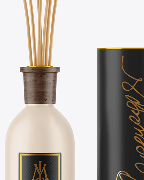 Matte Diffuser Bottle with Tube Mockup