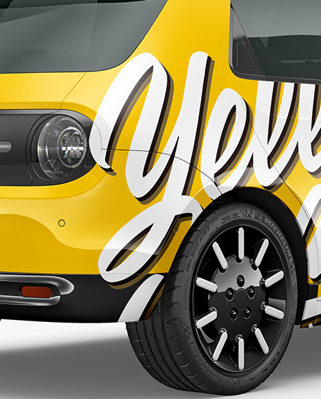 Compact Electric Car Mockup - Back Half Side View