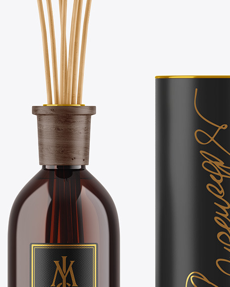 Amber Diffuser Bottle with Tube Mockup