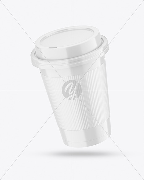 Glossy Coffee Cup with Holder Mockup