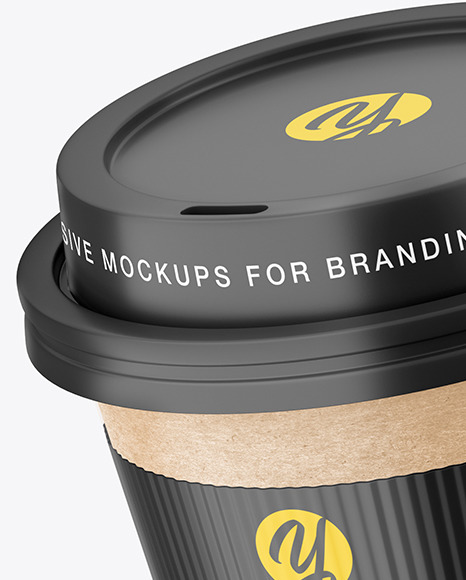 Kraft Coffee Cup with Holder Mockup
