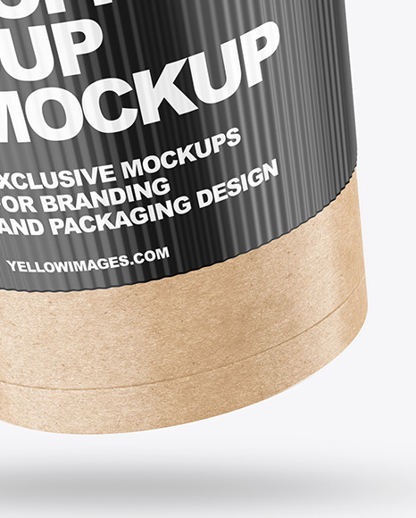 Kraft Coffee Cup with Holder Mockup