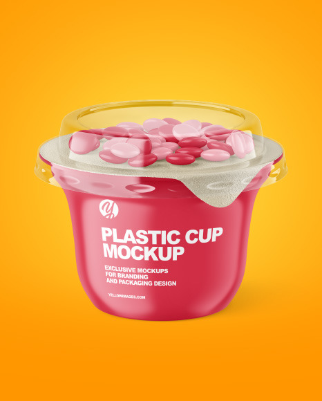 Matte Yoghurt Cup w/ Candy Mockup