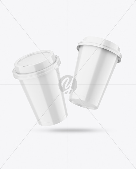 Two Glossy Coffee Cups Mockup