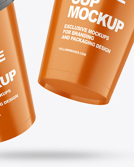 Two Glossy Coffee Cups Mockup