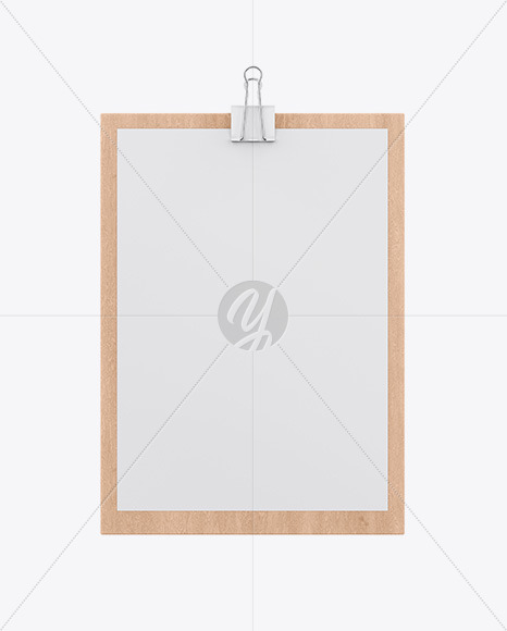 Wooden Clipboard W/ A4 Paper Mockup