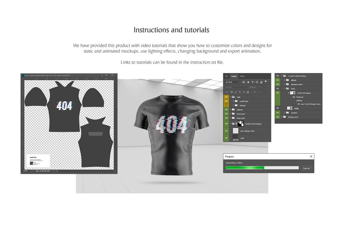 V-neck T-shirt Animated Mockup V-neck T-shirt Animated Mockup