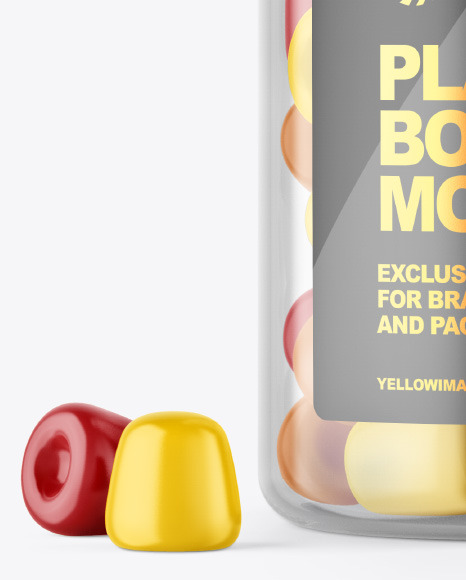 Plastic Bottle with Gummies Mockup