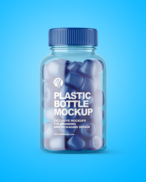 Plastic Bottle with Gummies Mockup