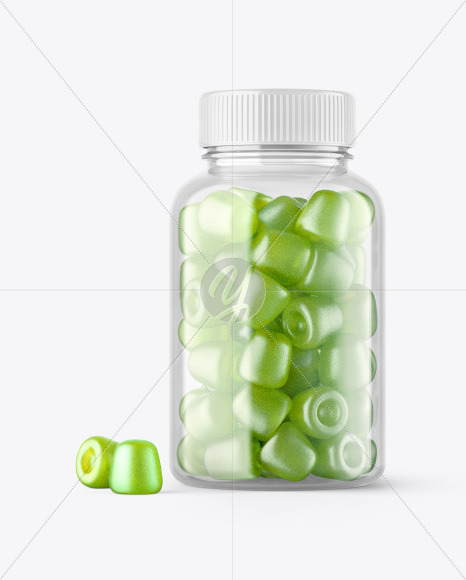 Plastic Bottle with Gummies Mockup