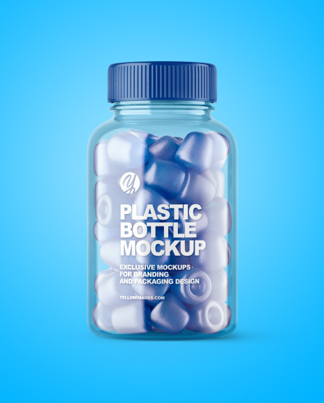 Plastic Bottle with Gummies Mockup