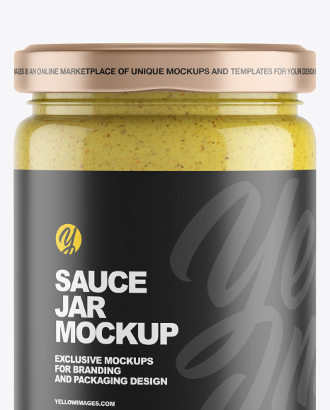 Clear Glass Jar w/ Mustard Mockup