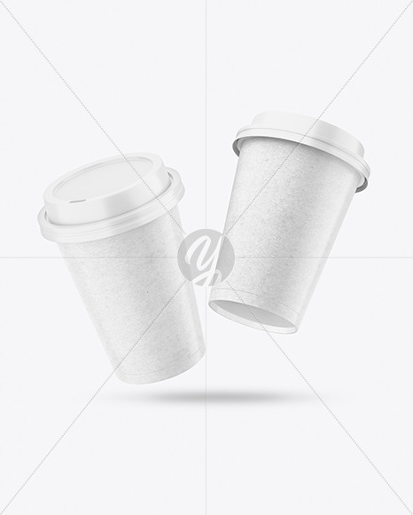 Two Kraft Coffee Cups Mockup