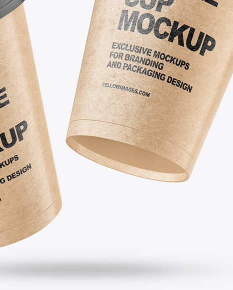 Two Kraft Coffee Cups Mockup