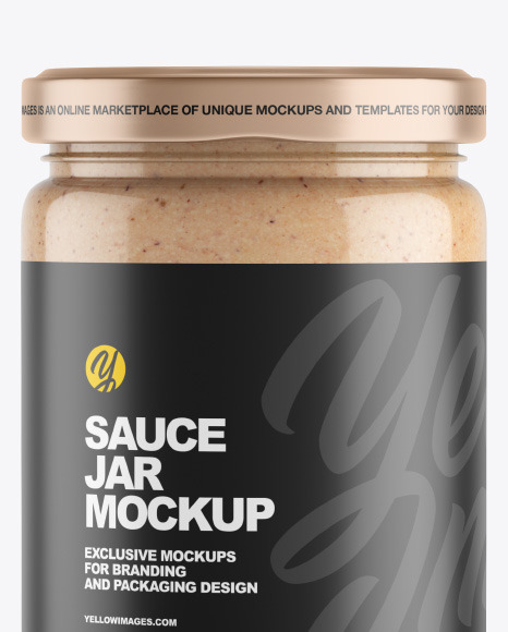 Clear Glass Jar w/ Sauce Mockup